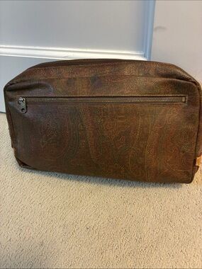 Vintage Etro Milano Paisley Coated Canvas Cosmetic Pouch Dopp Kit👝